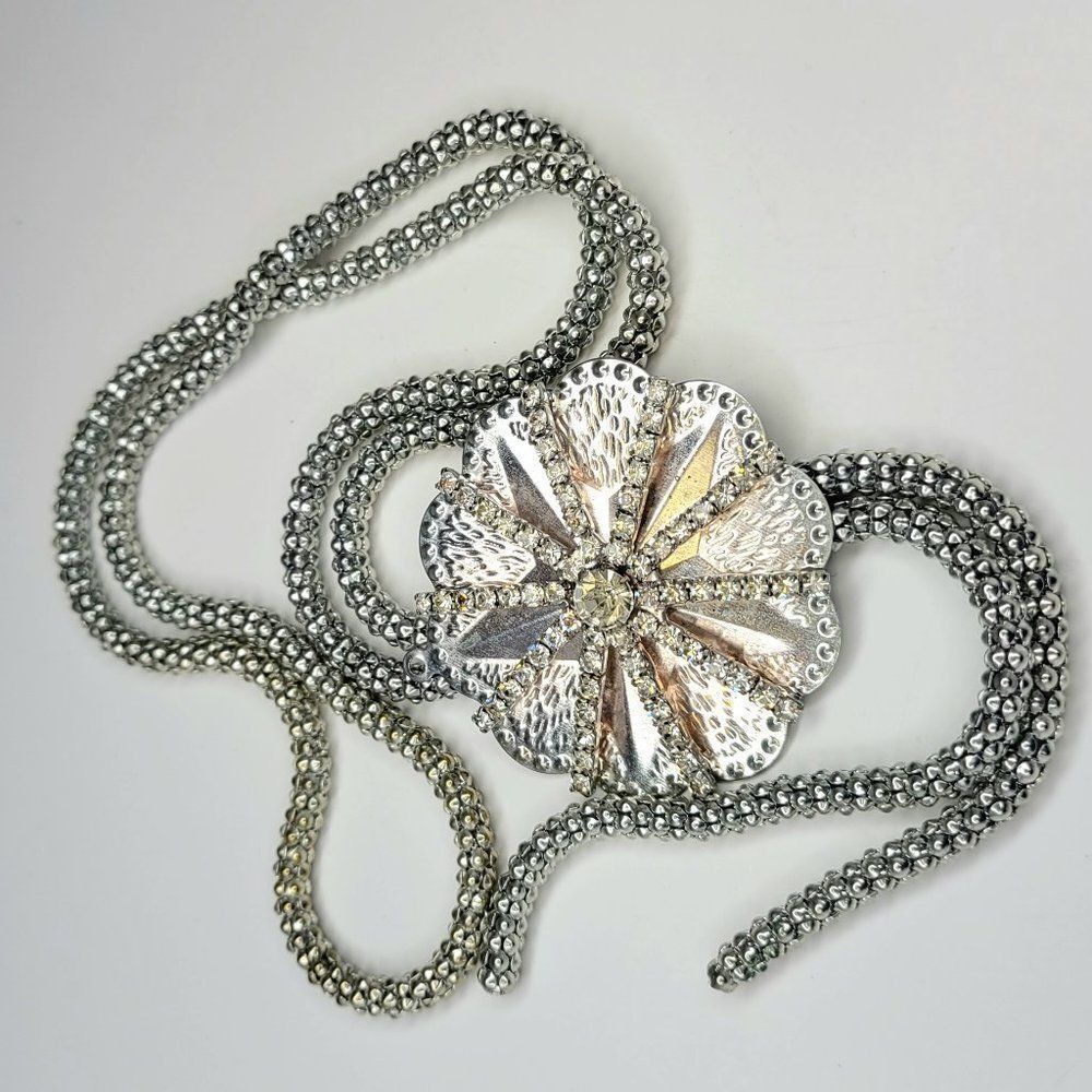 Silver tone Large Pendant  Necklace